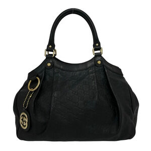 GUCCI Authentic Black Leather Shoulder Bag